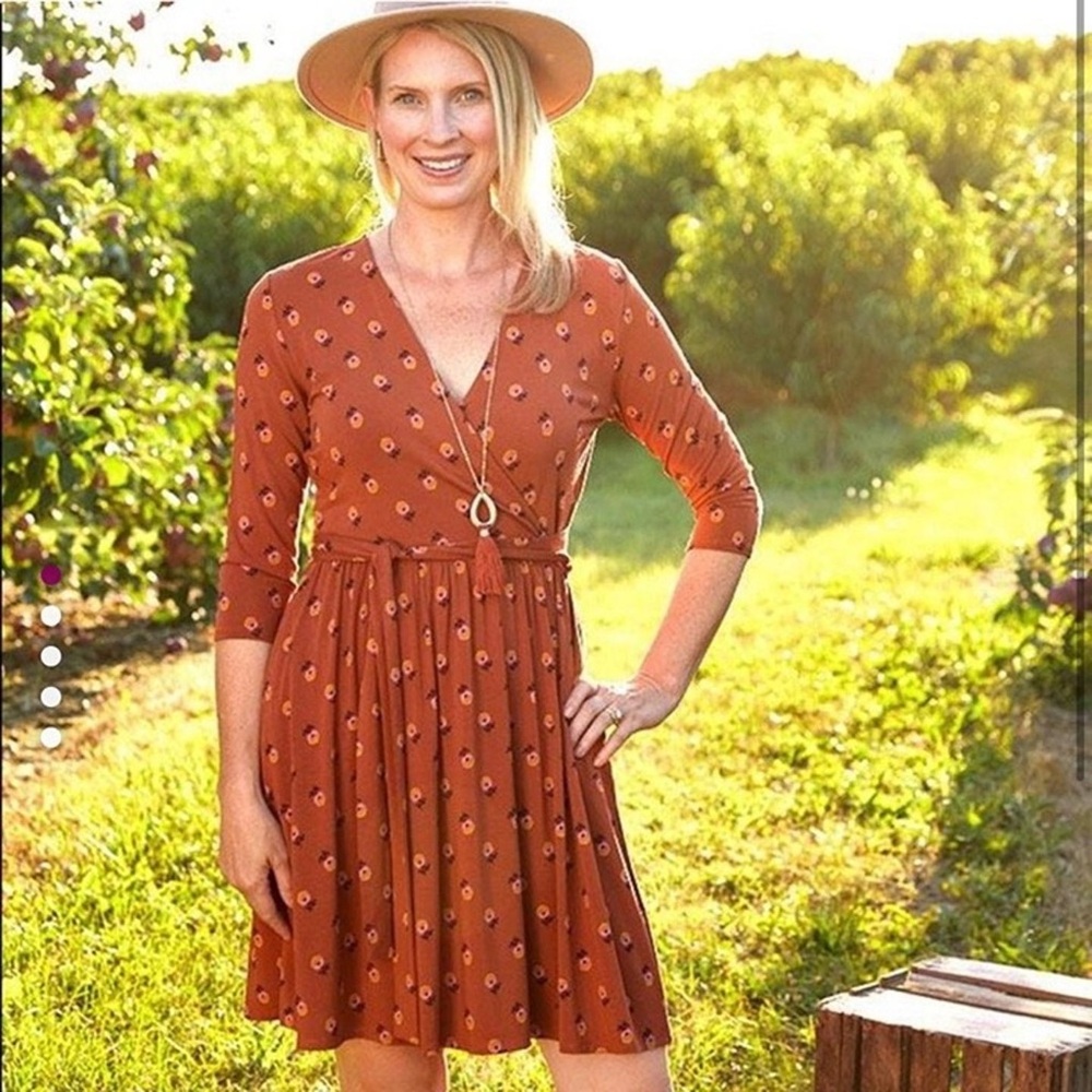 Matilda Jane Isn’t It Lovely Wrap Dress Wonderment Brown Floral Women’s XS NWT